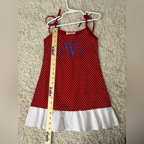 Girls 4T Red Polka Dot Dress with Embroidered Initials - Picture 6 of 6